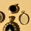 Victorian Agate, Onyx, and 14k Gold Round Locket