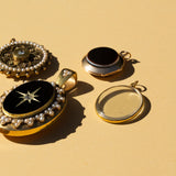 English Glass and 9k Gold Open Locket