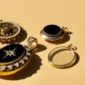 Victorian Agate, Onyx, and 14k Gold Round Locket