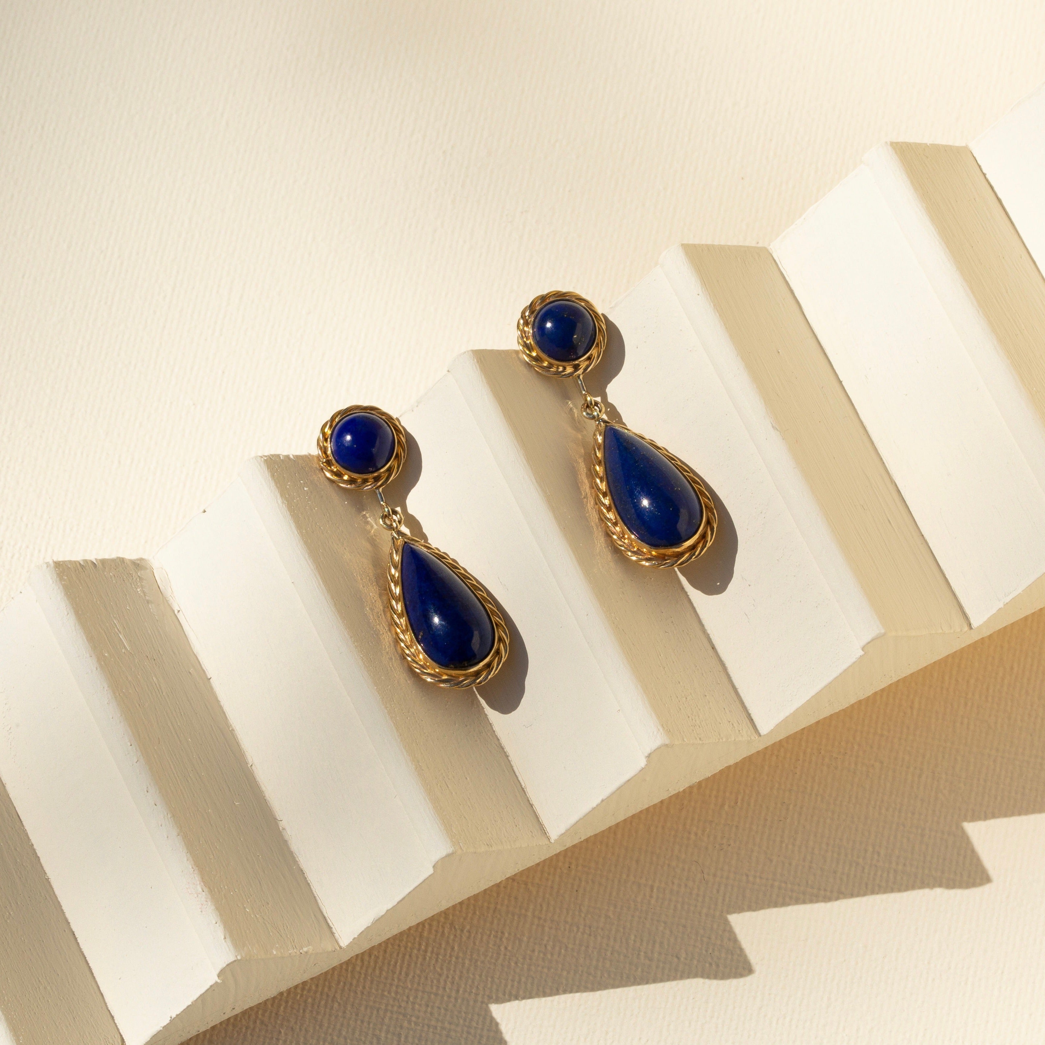 Lapis Lazuli and 14k Gold Dangle Earrings