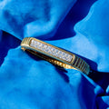 French 1970s Diamond and 18k Gold Ribbed Bangle Bracelet