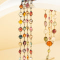Victorian Harlequin Multi-Gemstone and 9K Chain Necklace
