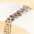 Victorian Harlequin Multi-Gemstone and 9K Chain Necklace
