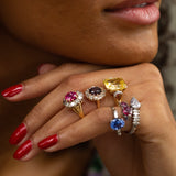 Asscher Cut 11.84 Carat Yellow Sapphire and Diamond Ring