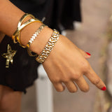 Italian 14k White And Yellow Gold Link Bracelet