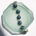 Azurmalachite and 14k Gold Link Bracelet
