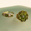 Peridot Floral Cluster, Diamond, and 18k Gold Ring