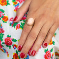Angel Skin Coral and 14k Gold Ring