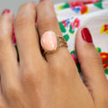 Angel Skin Coral and 14k Gold Ring