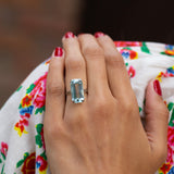 Aquamarine and 18k White Gold Ring