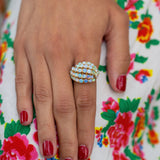 Opal Pavé and 14k Gold Dome Ring