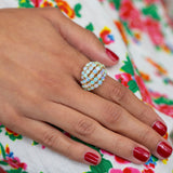 Opal Pavé and 14k Gold Dome Ring