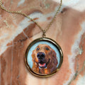 The F&B Custom Hand-Painted Pet Portrait Necklace With Rose Cut Sapphires