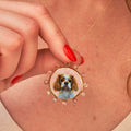 The F&B Custom Hand-Painted Pet Portrait Necklace With Rose Cut Sapphires