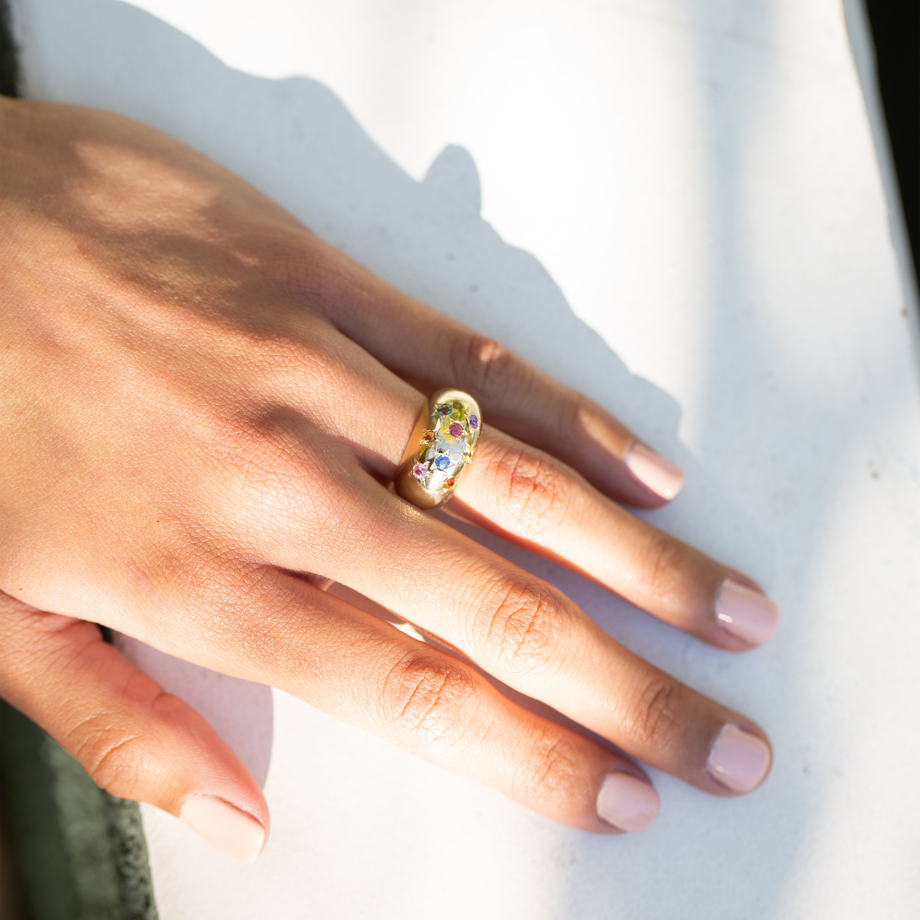 The F&B Multi-Colored Sapphire Starburst Dome Ring
