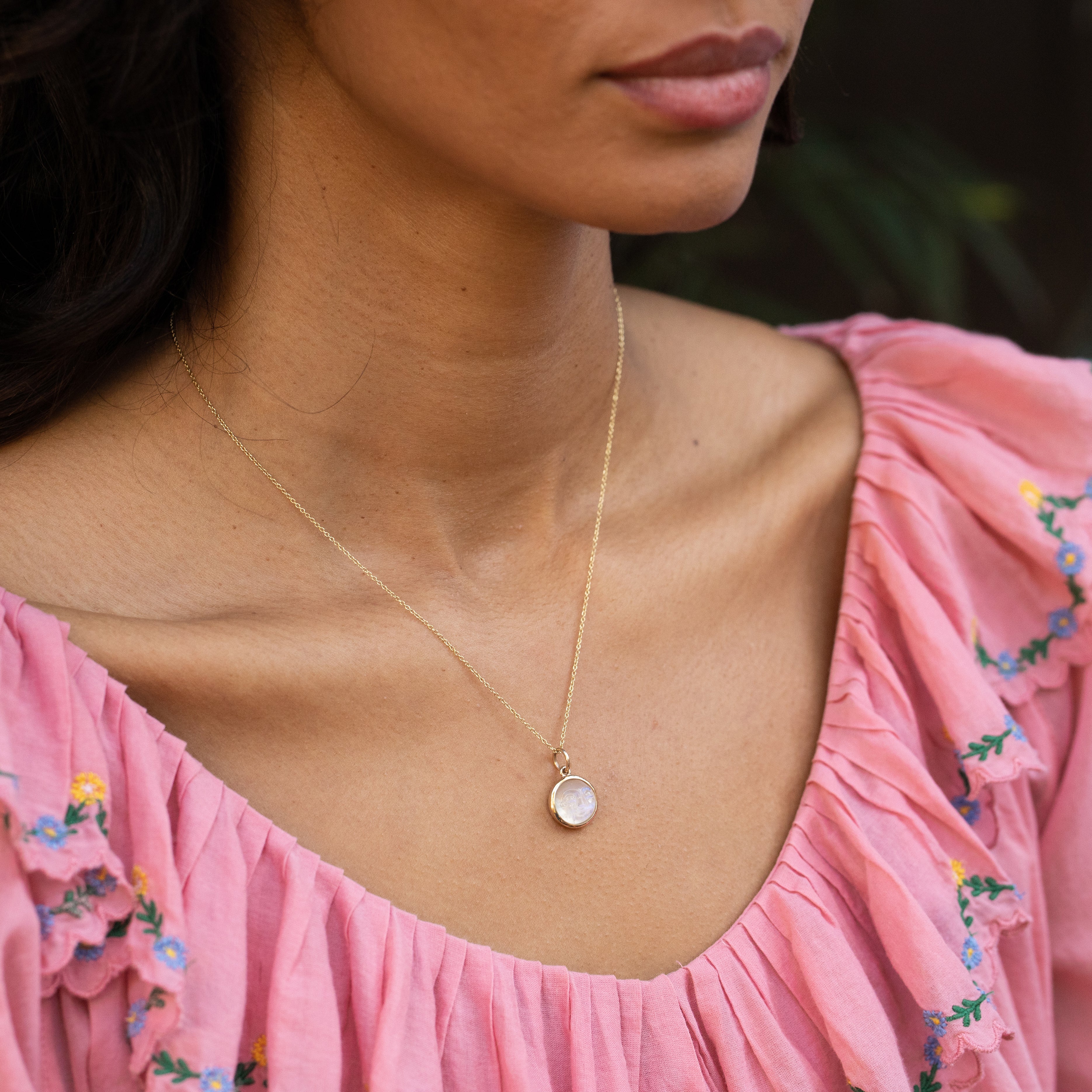 The Petite F&B Man-In-The-Moon Moonstone Charm