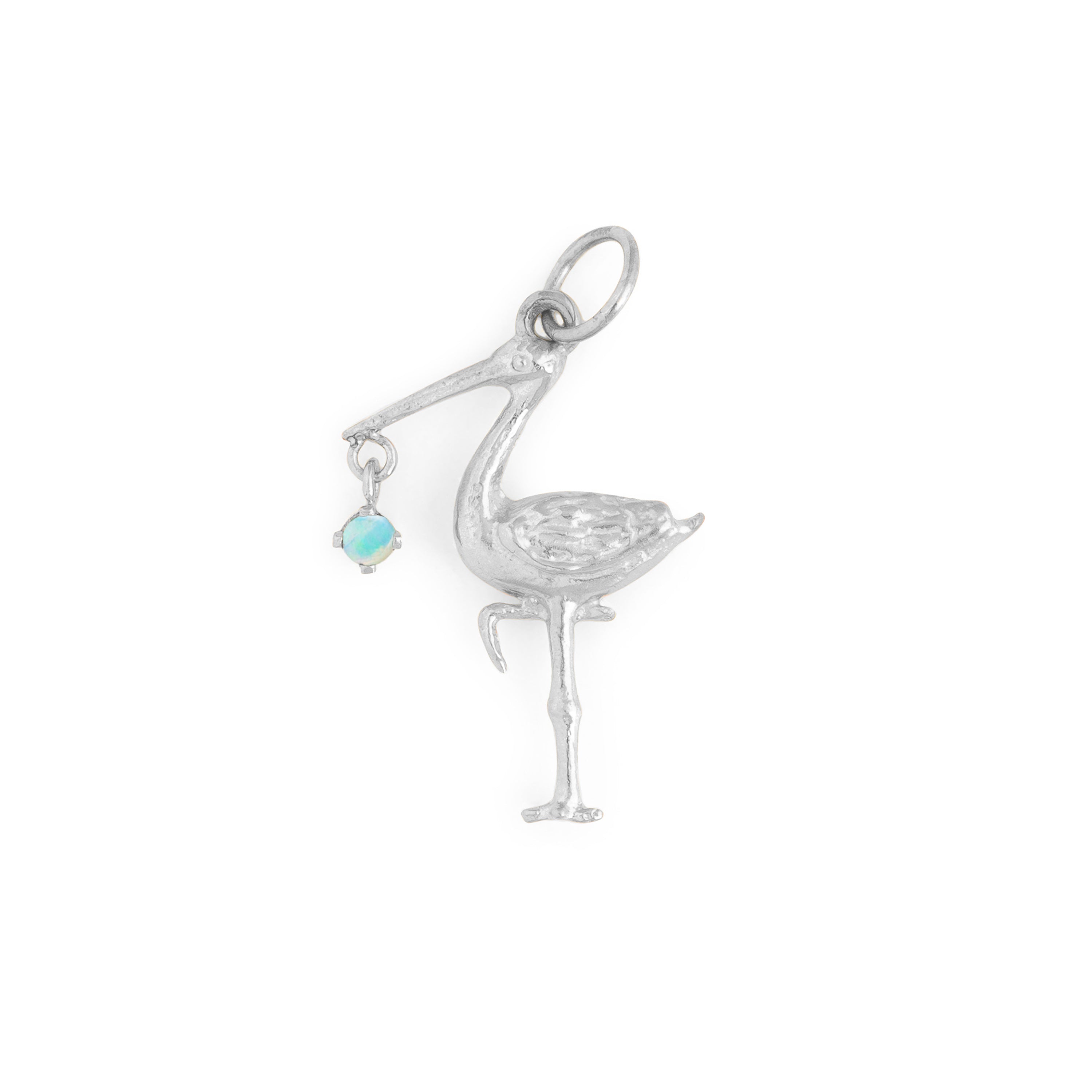 The F&B White Gold Birthstone Stork Necklace