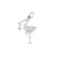 The F&B White Gold Birthstone Stork Necklace