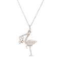 The F&B White Gold Birthstone Stork Necklace