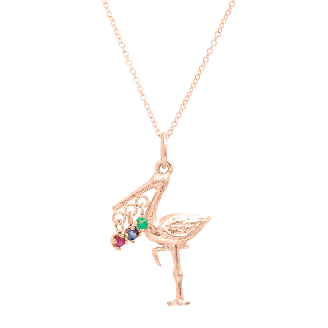The F&B Rose Gold Birthstone Stork Necklace