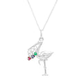 The F&B White Gold Birthstone Stork Necklace