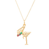 The F&B Yellow Gold Birthstone Stork Necklace