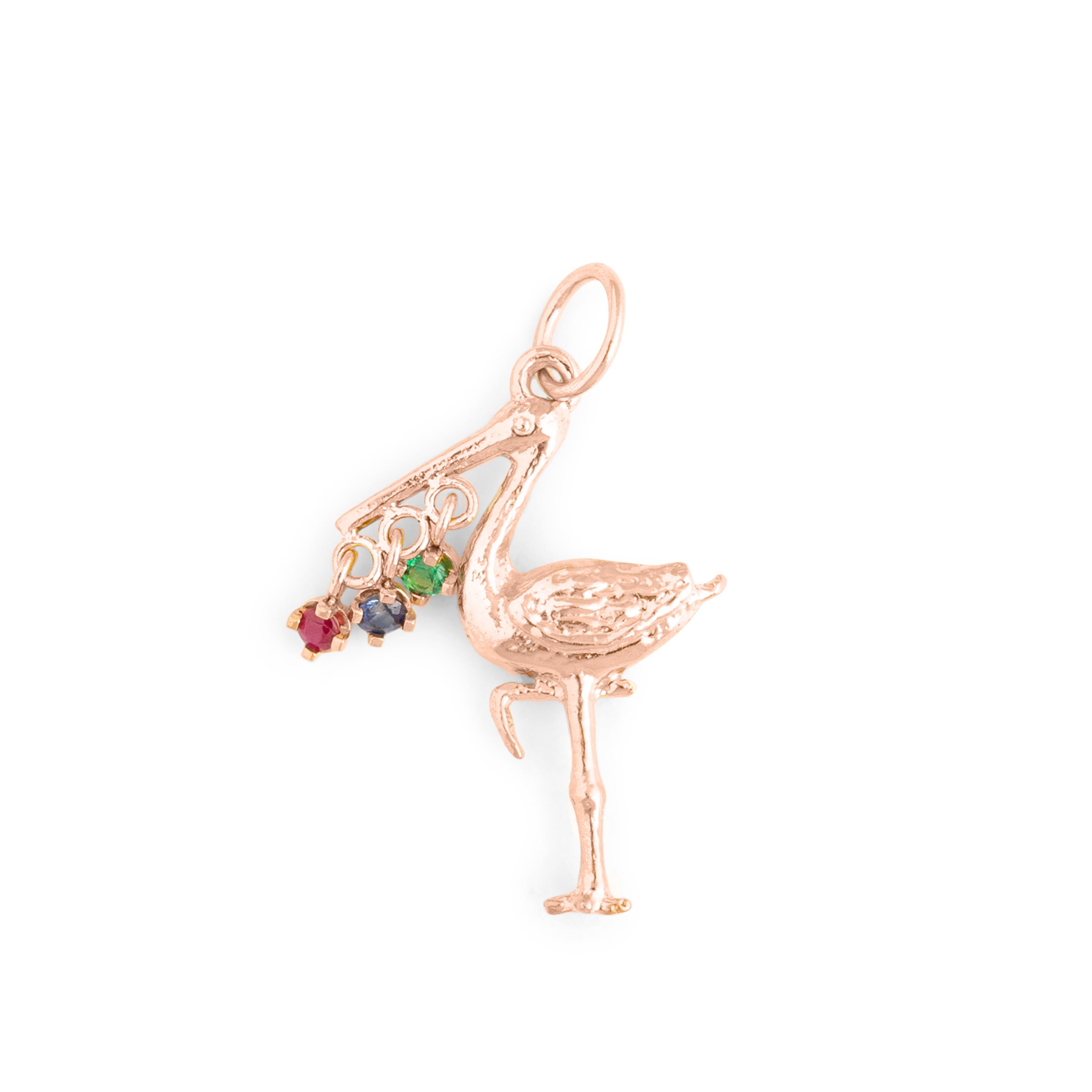 The F&B Rose Gold Birthstone Stork Necklace