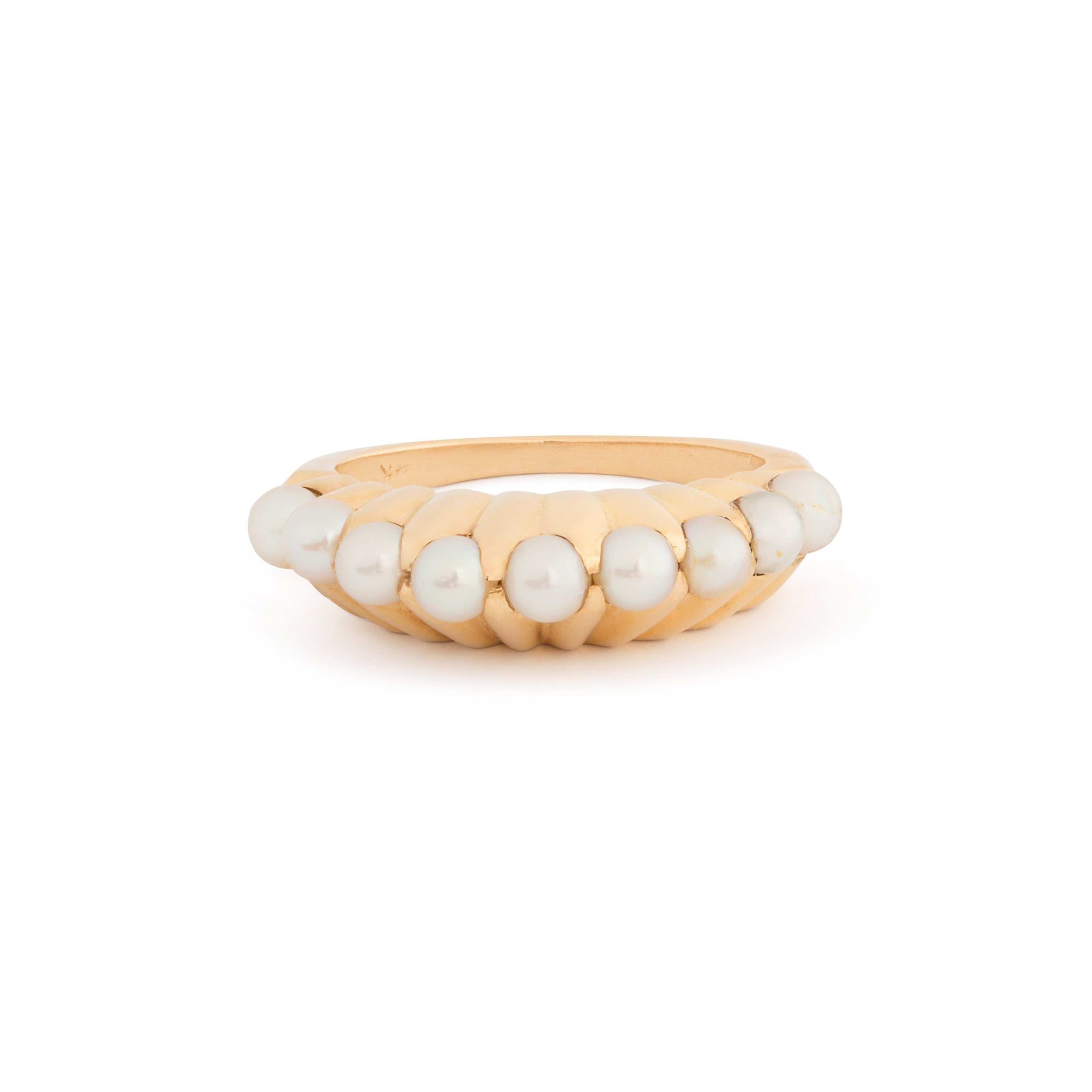 Sculptural Pearl and 14k Gold Ring