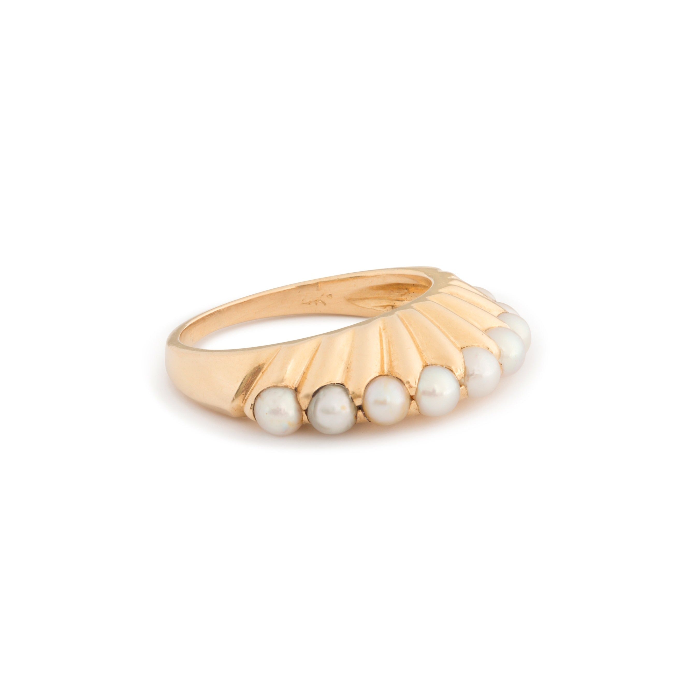 Sculptural Pearl and 14k Gold Ring