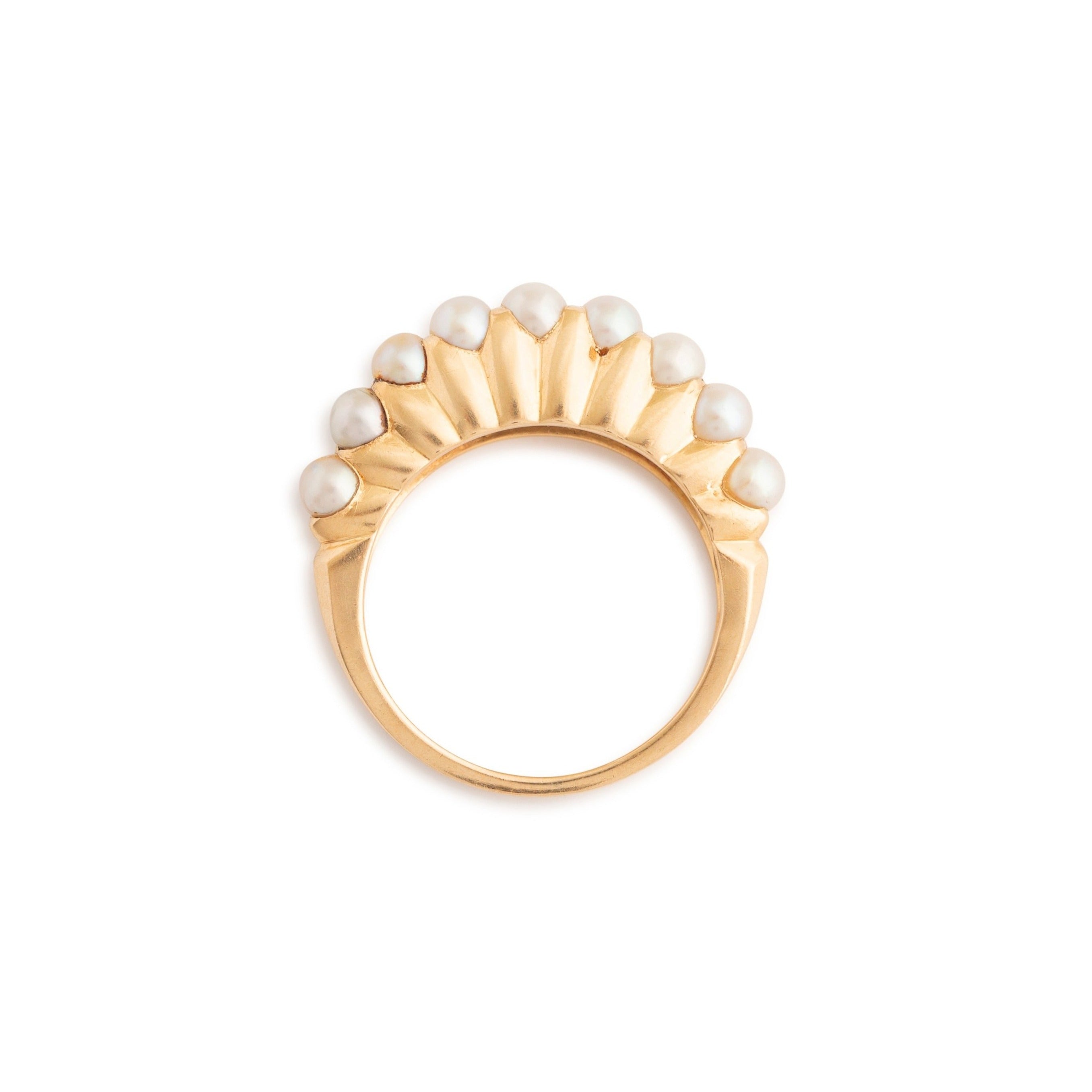 Sculptural Pearl and 14k Gold Ring