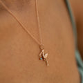 The F&B White Gold Birthstone Stork Necklace
