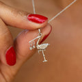 The F&B White Gold Birthstone Stork Necklace