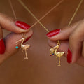 The F&B Yellow Gold Birthstone Stork Necklace