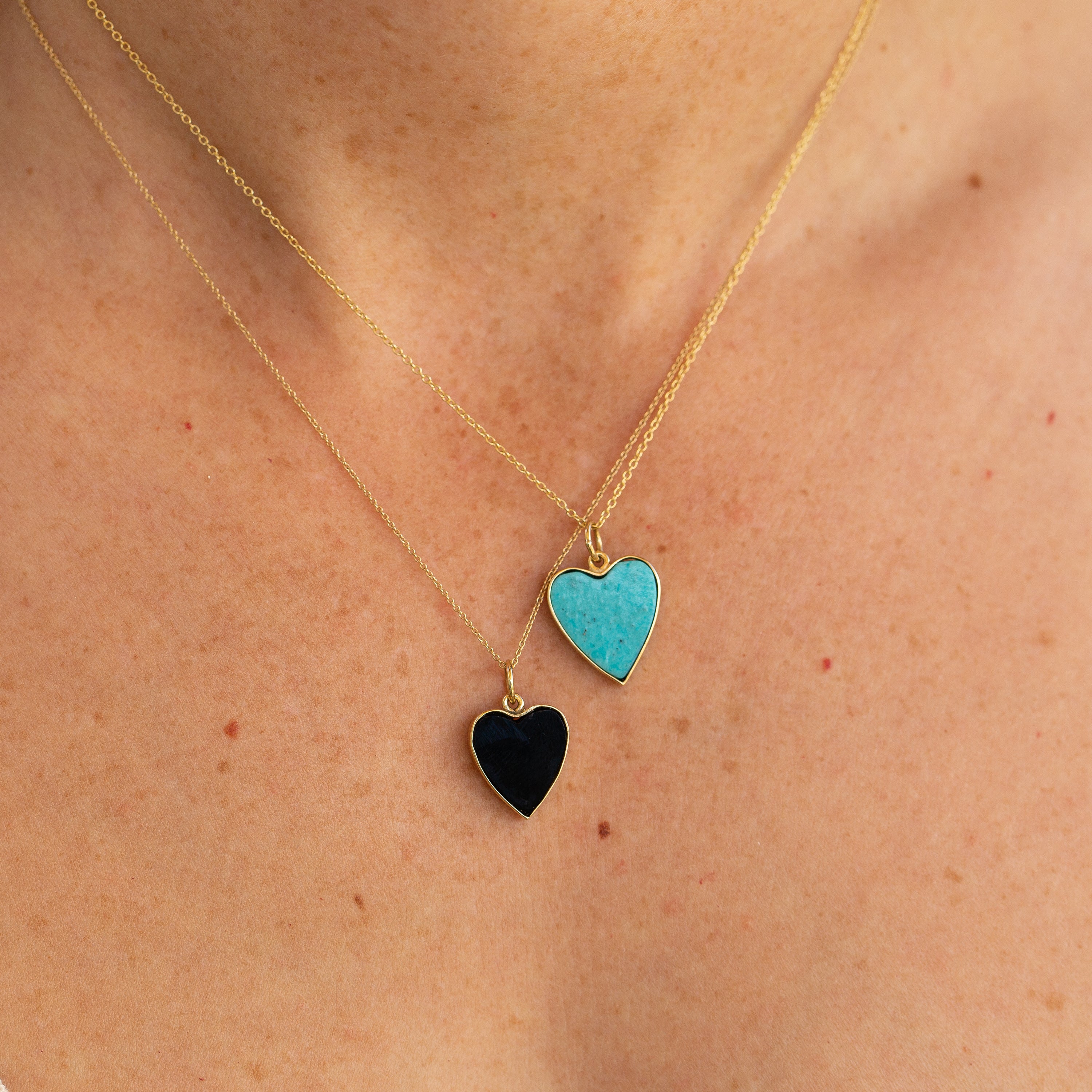 The F&B Medium Turquoise Heart 14k Gold Charm