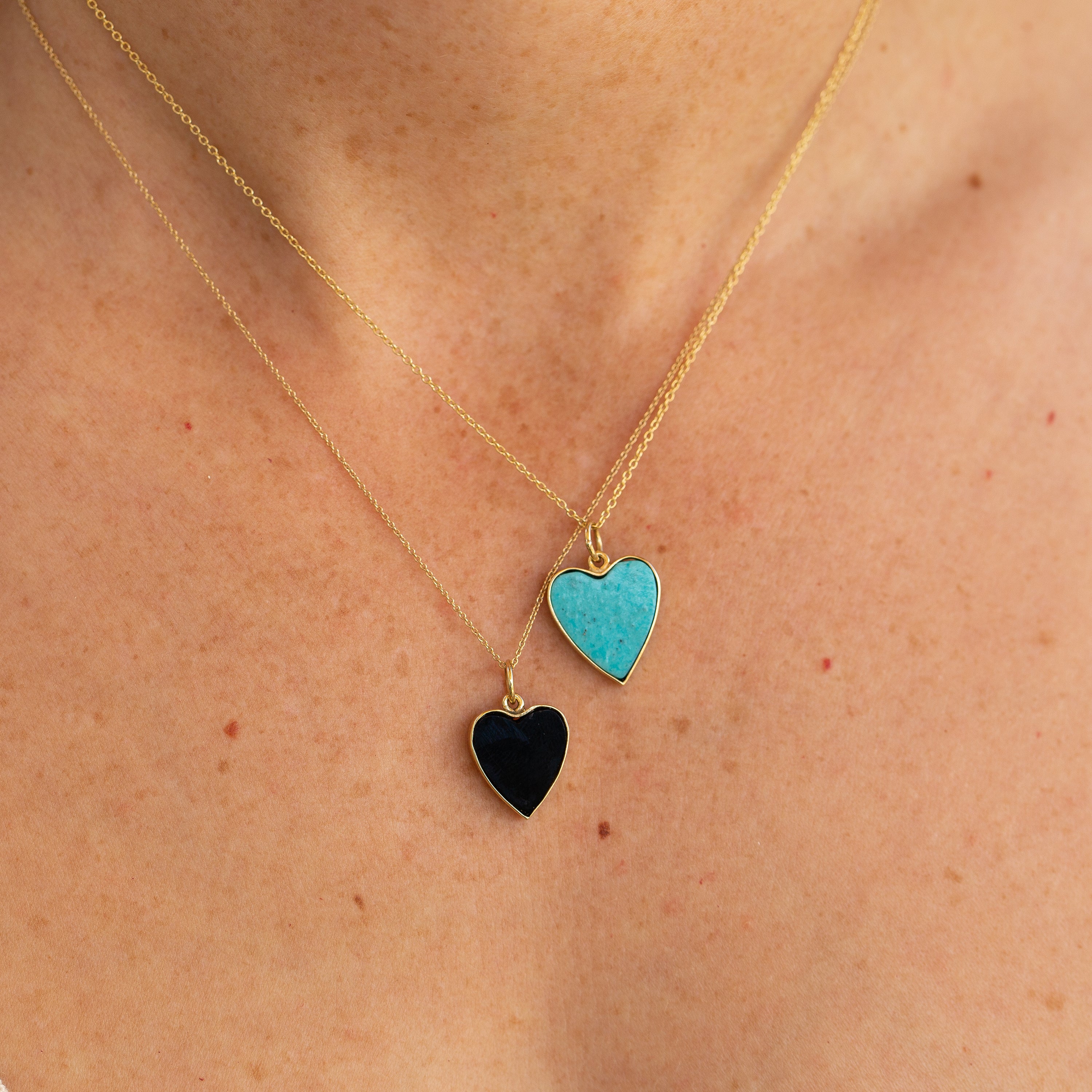 The F&B Medium Onyx Heart 14k Gold Charm