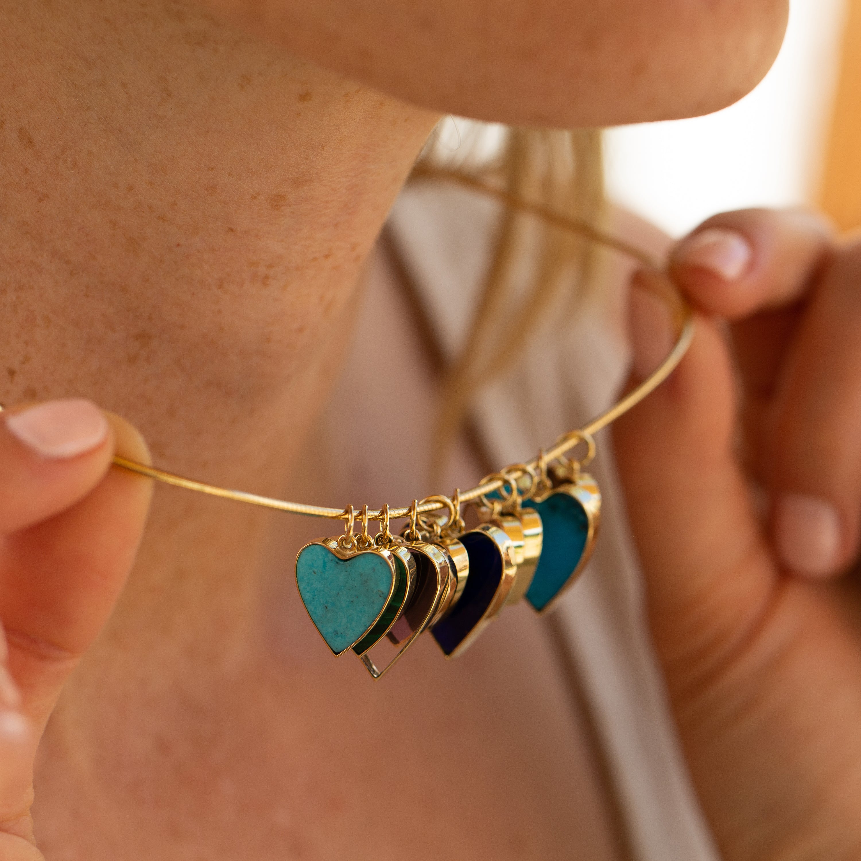Vintage Large Turquoise and 14K Gold Heart Charm