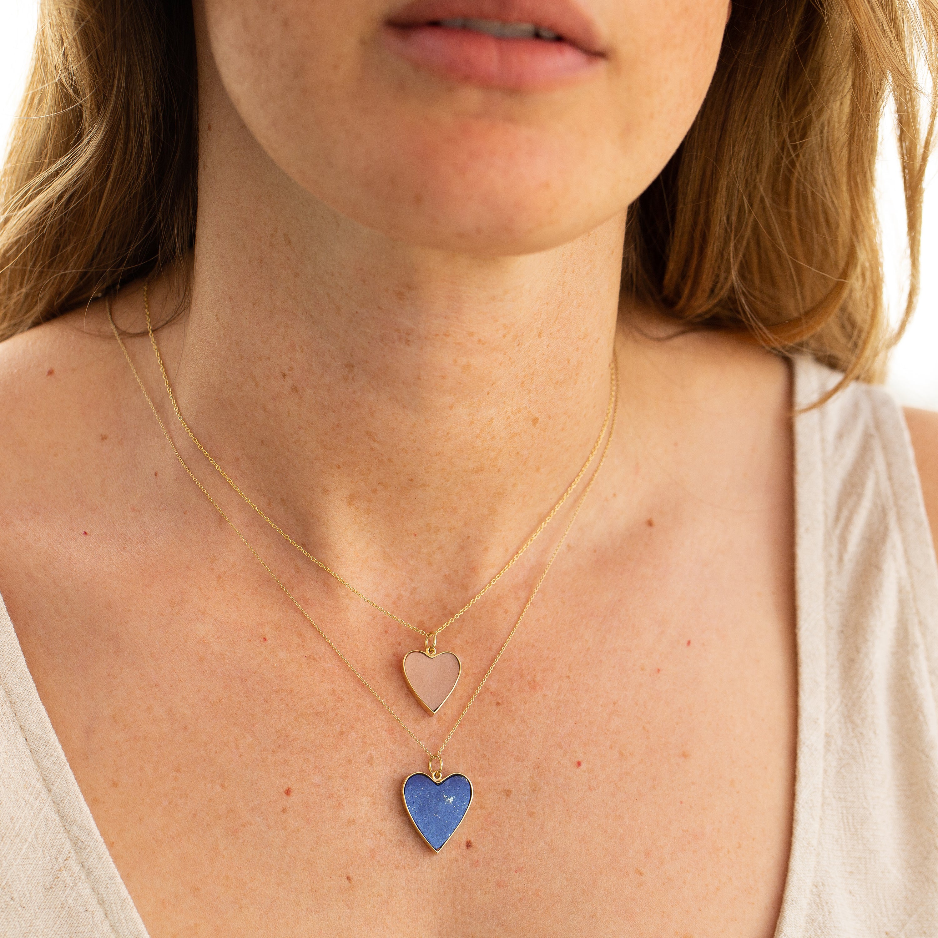 The F&B Small Pink Opal Heart 14k Gold Charm