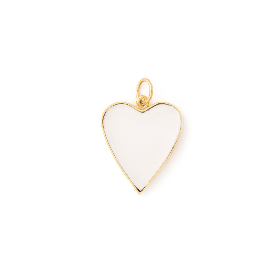 The F&B Large Clear Quartz Heart 14k Gold Charm