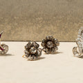 Victorian Rose Cut Diamond, Silver, and 18k Gold Flower Earrings