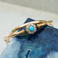 Victorian Turquoise, Diamond, and 14k Gold Bangle Bracelet