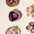 Amethyst Heart and Pearl 14k Gold Pendant