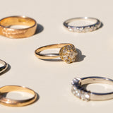 Victorian Old Mine Cut Diamond and 14k Gold Petite Cluster Ring