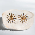 Retro Gold Sunburst Earrings With Sapphires And Diamonds