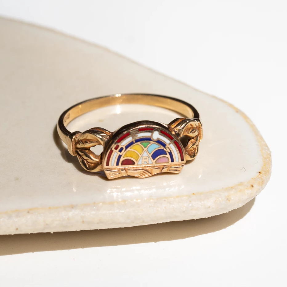 Initiatic Order Rings The International Order of the Rainbow for Girls Enamel and 10K Ring