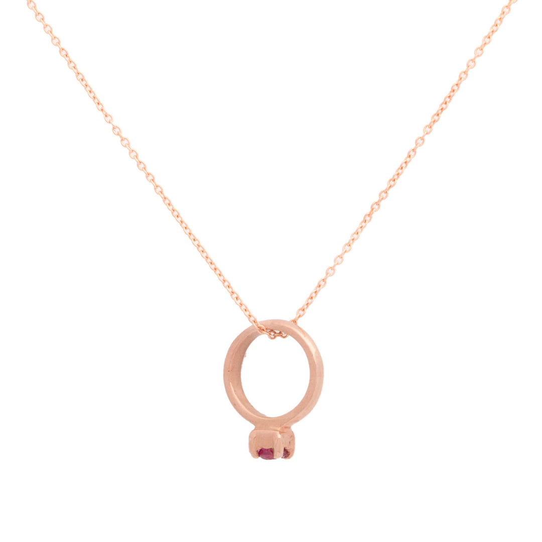 Family Tree Circle Necklace in Rose Gold Plating with Diamonds - MYKA
