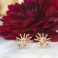 Retro Gold Sunburst Earrings With Sapphires And Diamonds