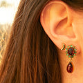 Garnet And Emerald 14k Gold Earrings