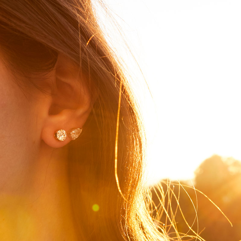 Pear-Shaped Diamond Stud Earrings