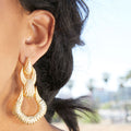 Large Textured 14K Gold Door Knocker Drop Earrings