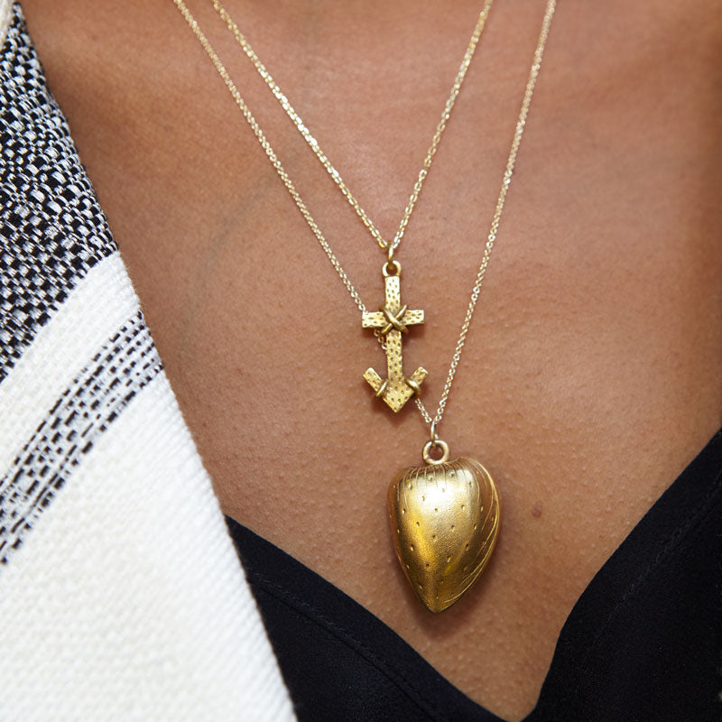 Victorian 18K Gold Nut Locket Necklace